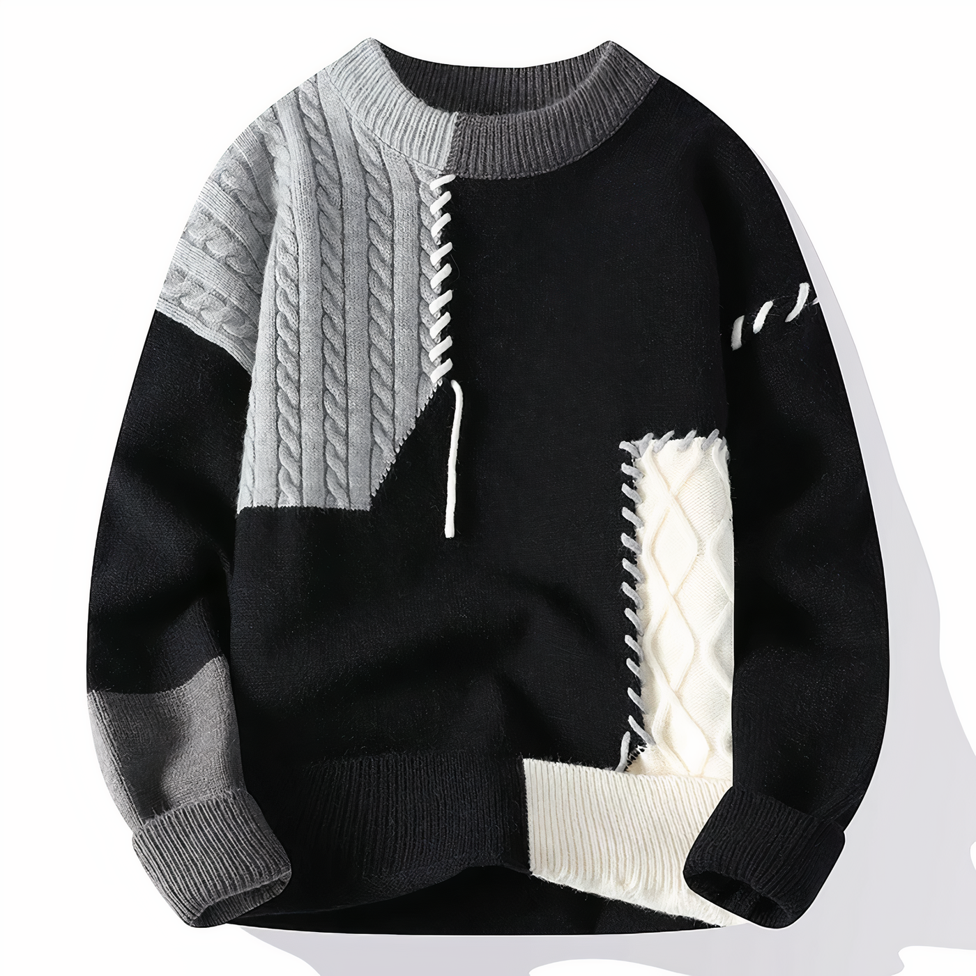 Heren Patchwork Trui met Modern Design