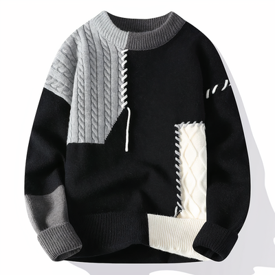 Heren Patchwork Trui met Modern Design