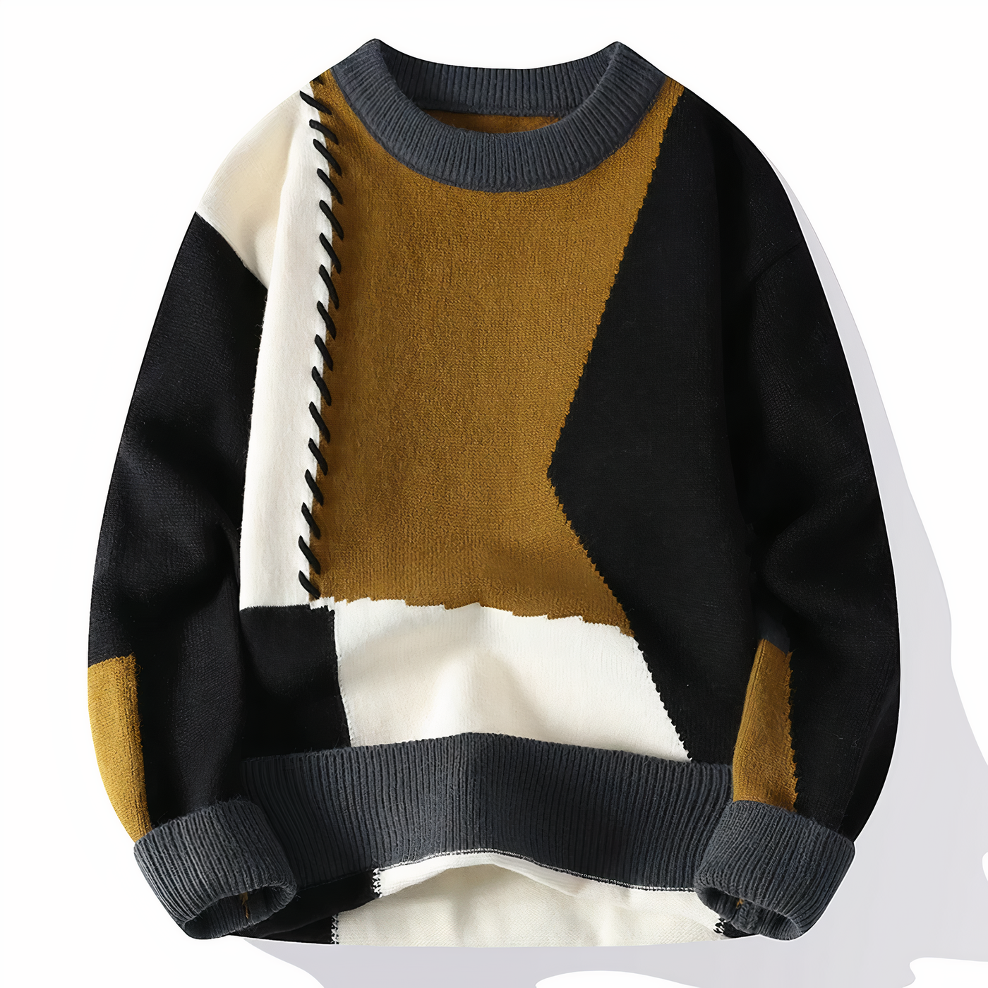 Heren Patchwork Trui met Modern Design