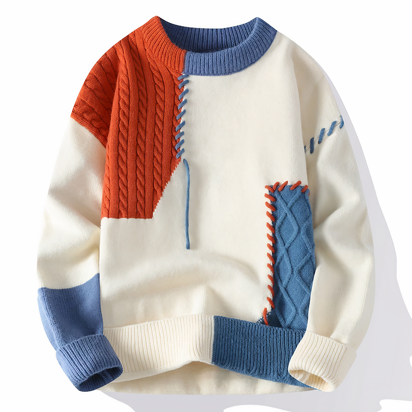 Heren Patchwork Trui met Modern Design