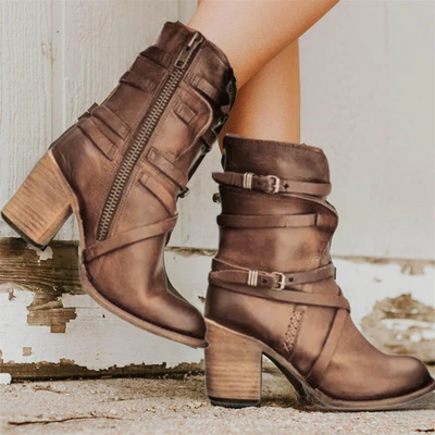Dames Vintage Laarzen Met Hak