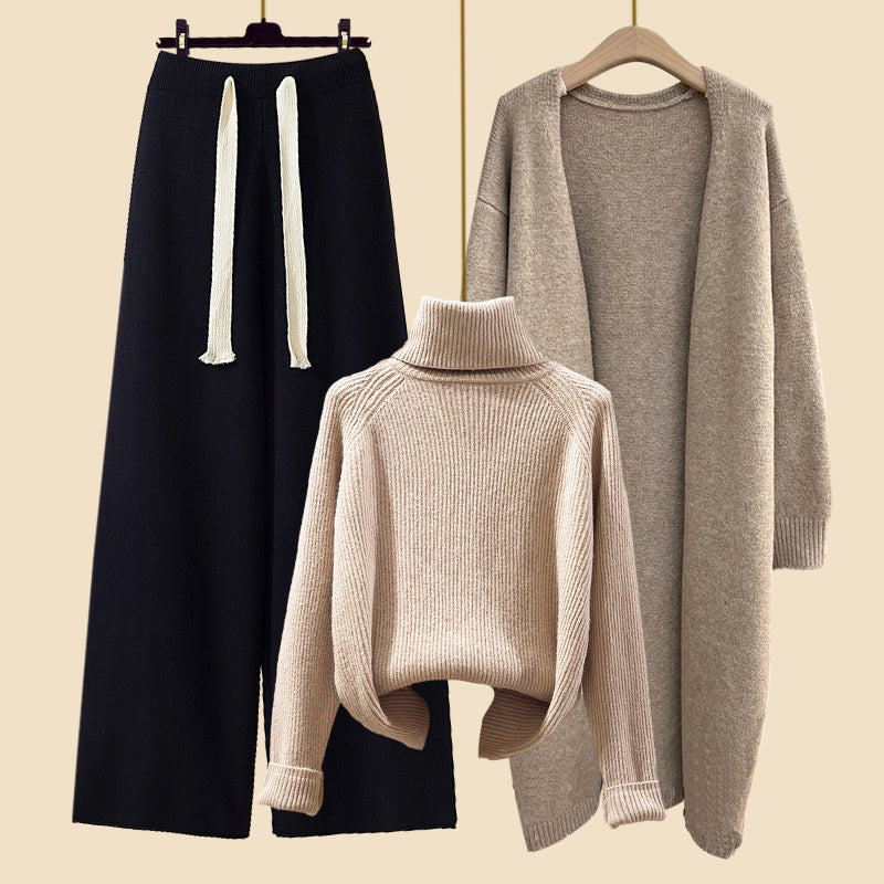 Dames Lange Cardigan En Wijde Broek Set