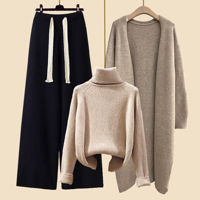Dames Lange Cardigan En Wijde Broek Set