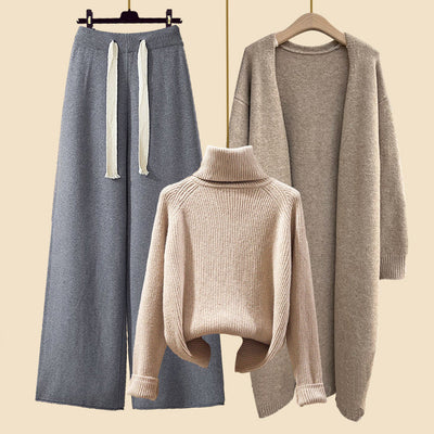 Dames Lange Cardigan En Wijde Broek Set