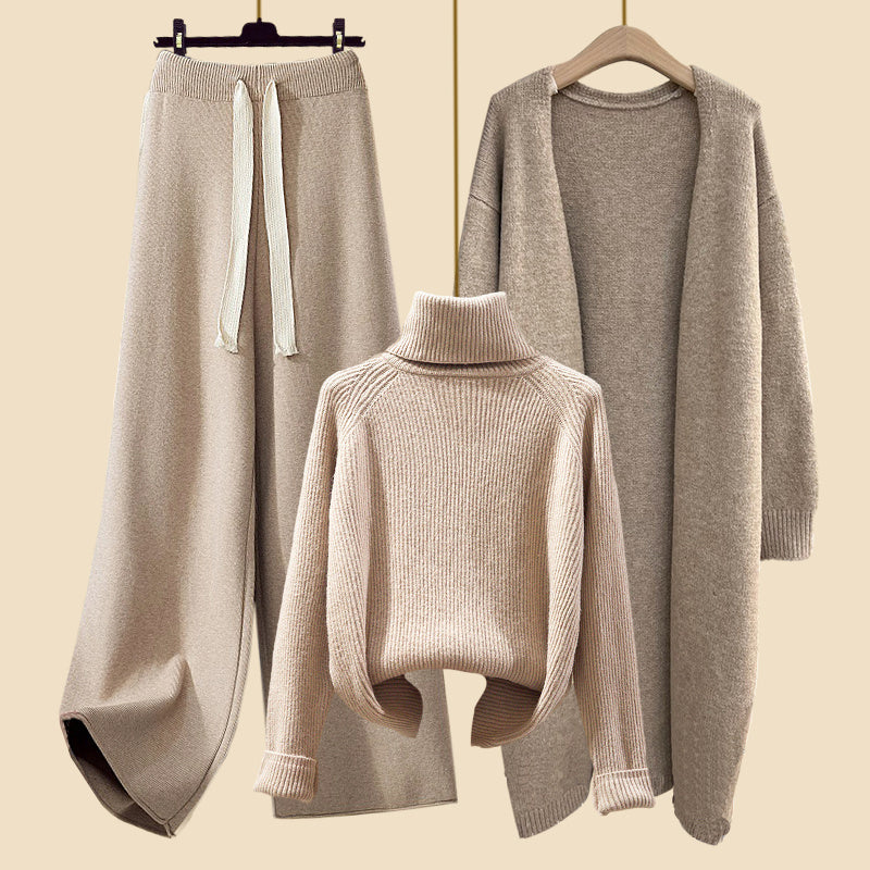 Dames Lange Cardigan En Wijde Broek Set