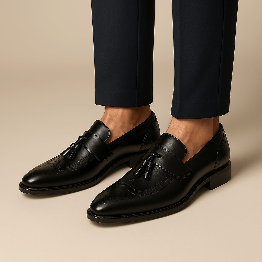Heren Leren Loafers Bruin Met Kwastjes