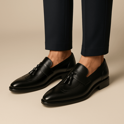 Heren Leren Loafers Bruin Met Kwastjes