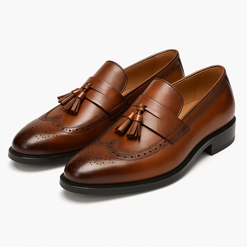 Heren Leren Loafers Bruin Met Kwastjes