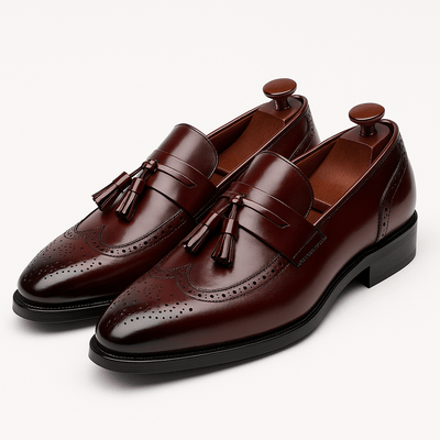 Heren Leren Loafers Bruin Met Kwastjes