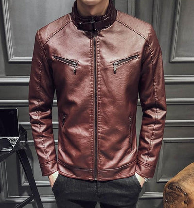 Heren Leren Jas Casual Elegant