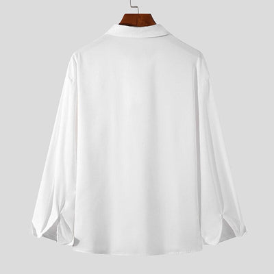 Heren Koreaanse Loose Fit Overhemd met Lange Mouw