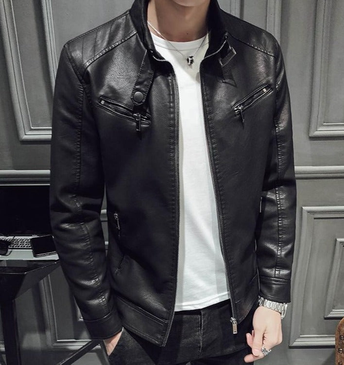Heren Leren Jas Casual Elegant