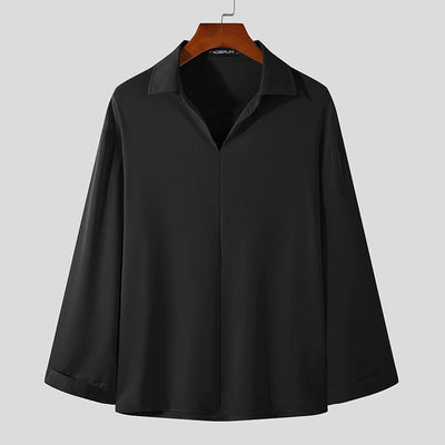 Heren Koreaanse Loose Fit Overhemd met Lange Mouw
