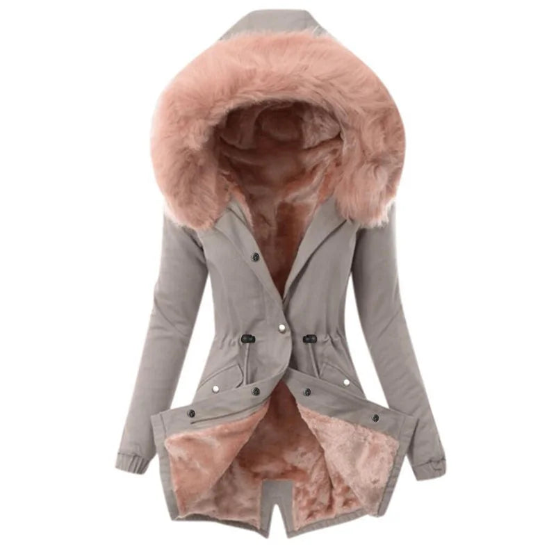 Dames Parka Jas Met Faux Fur Capuchon