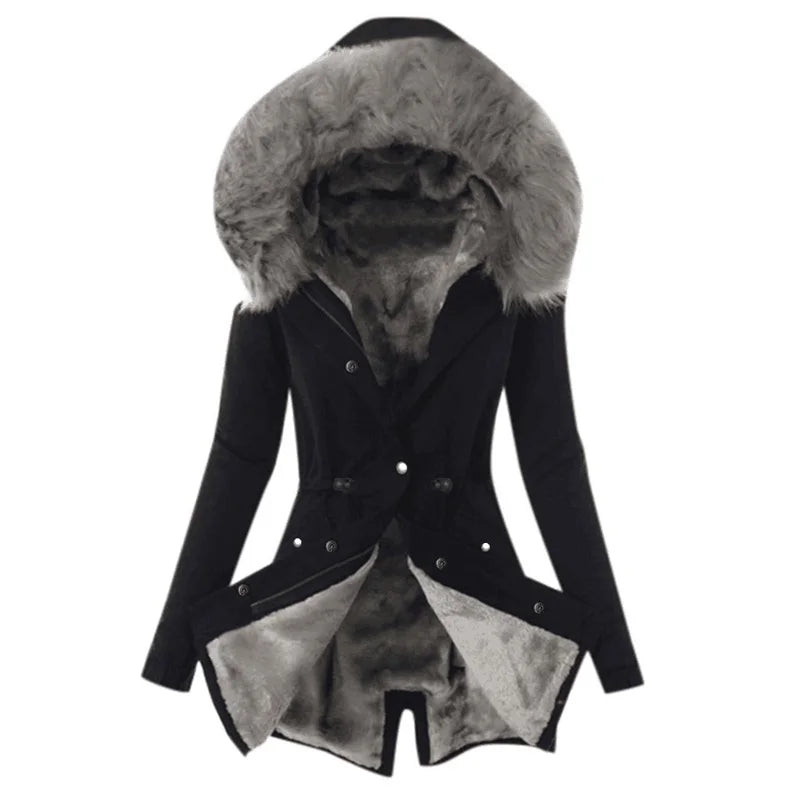 Dames Parka Jas Met Faux Fur Capuchon