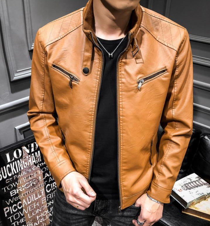 Heren Leren Jas Casual Elegant