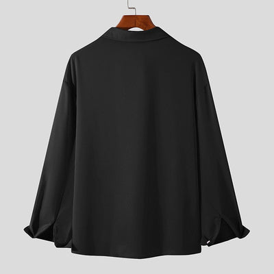 Heren Koreaanse Loose Fit Overhemd met Lange Mouw