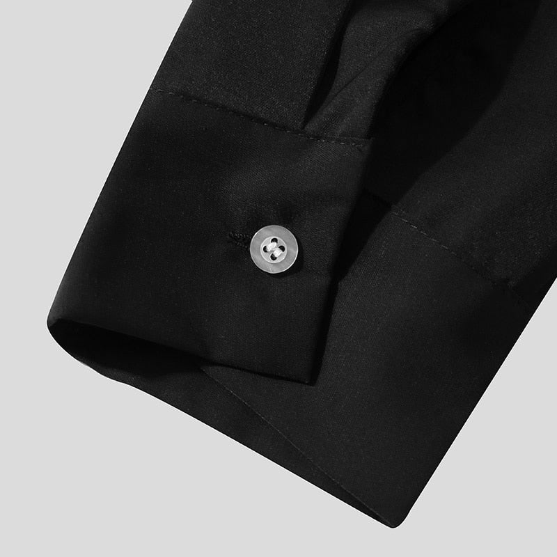Heren Koreaanse Loose Fit Overhemd met Lange Mouw