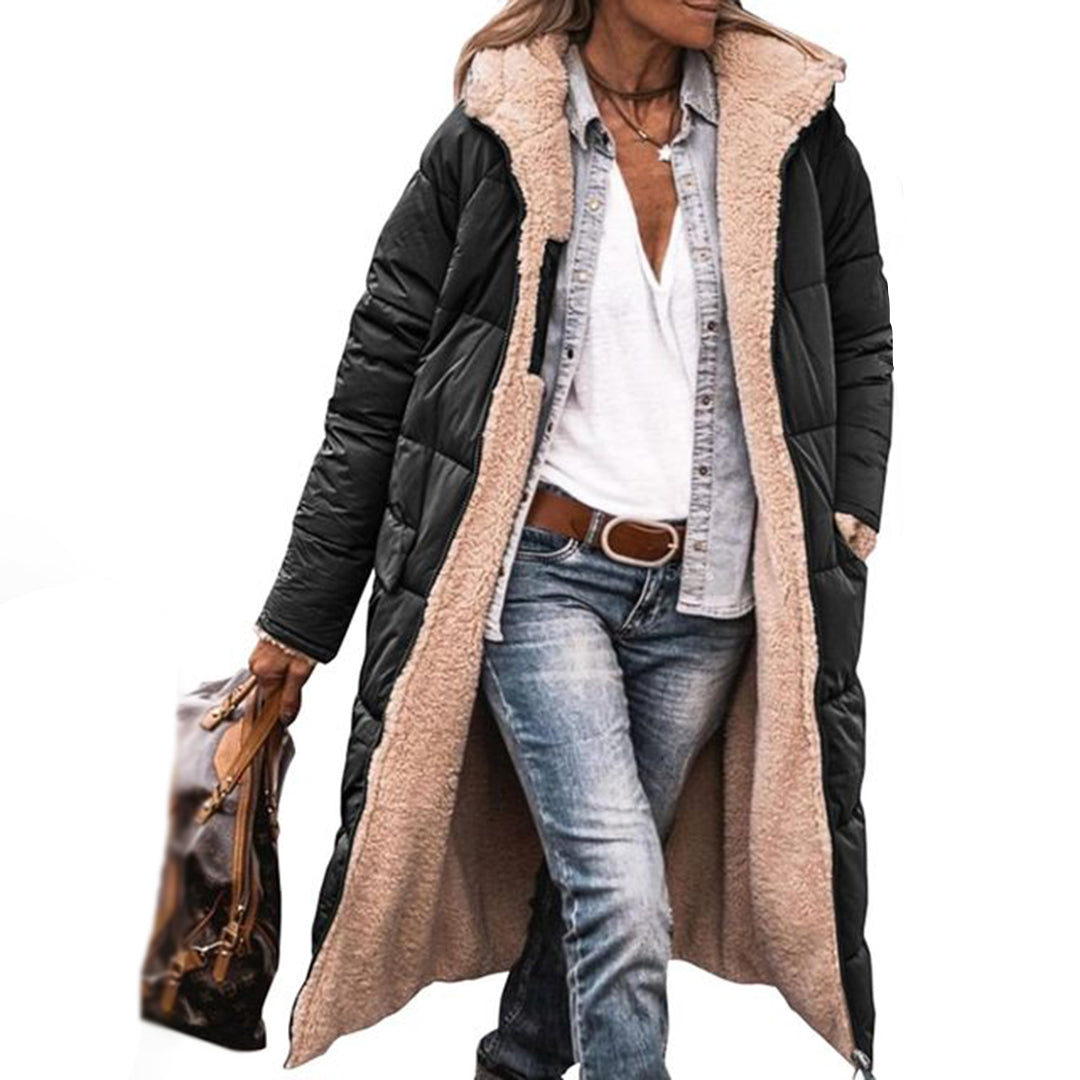 Dames Lange Sherpa Puffer Jas