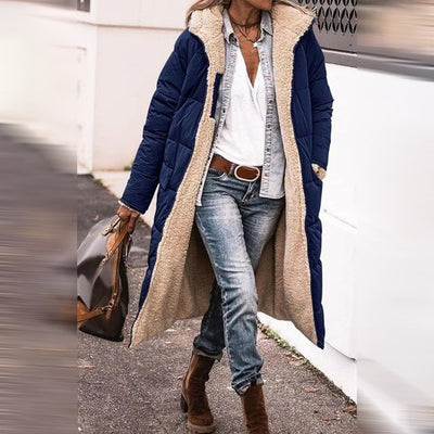 Dames Lange Sherpa Puffer Jas
