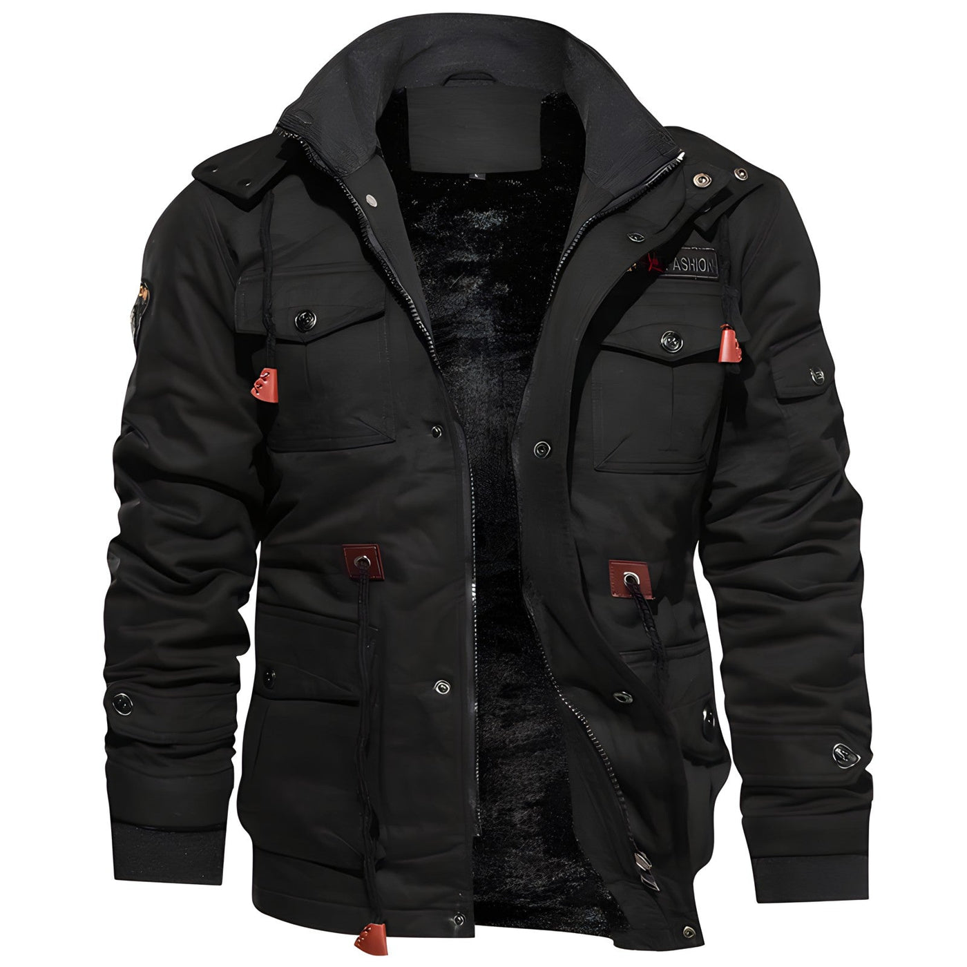 Heren jas gevoerd met fleece capuchon