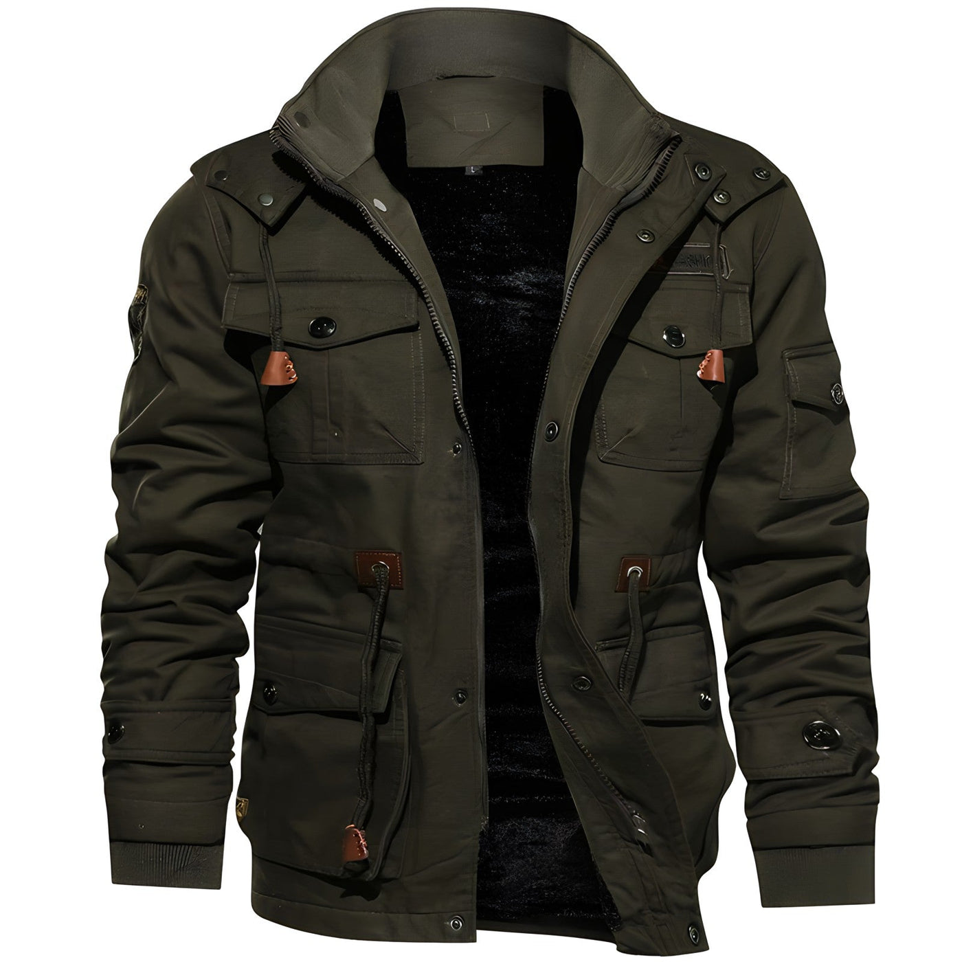 Heren jas gevoerd met fleece capuchon