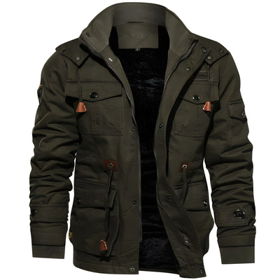 Heren jas gevoerd met fleece capuchon