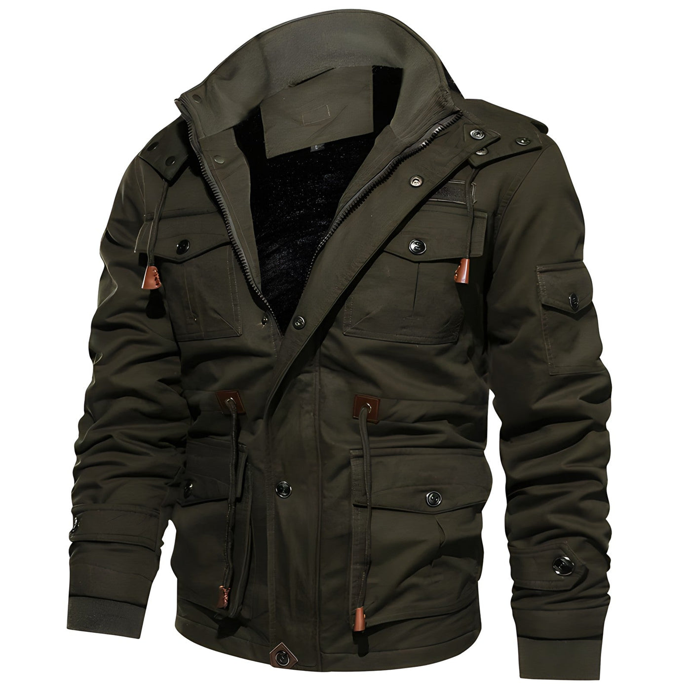Heren jas gevoerd met fleece capuchon