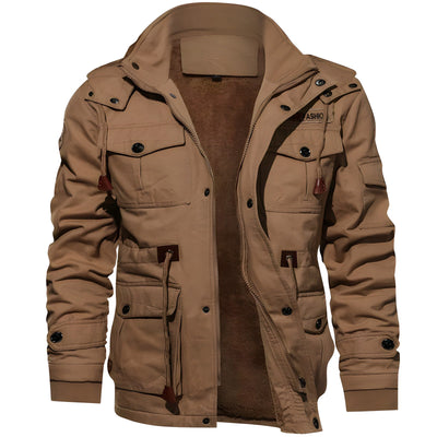 Heren jas gevoerd met fleece capuchon