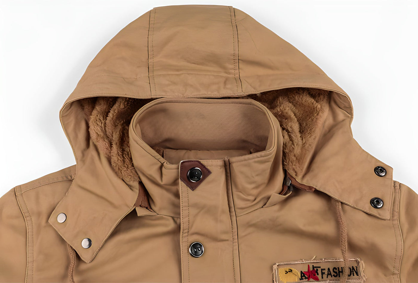 Heren jas gevoerd met fleece capuchon
