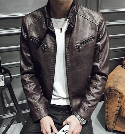 Heren Leren Jas Casual Elegant