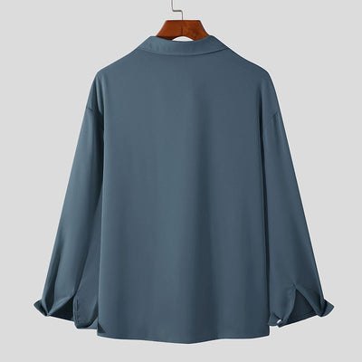 Heren Koreaanse Loose Fit Overhemd met Lange Mouw