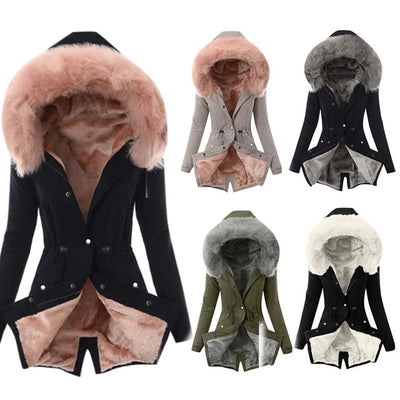Dames Parka Jas Met Faux Fur Capuchon