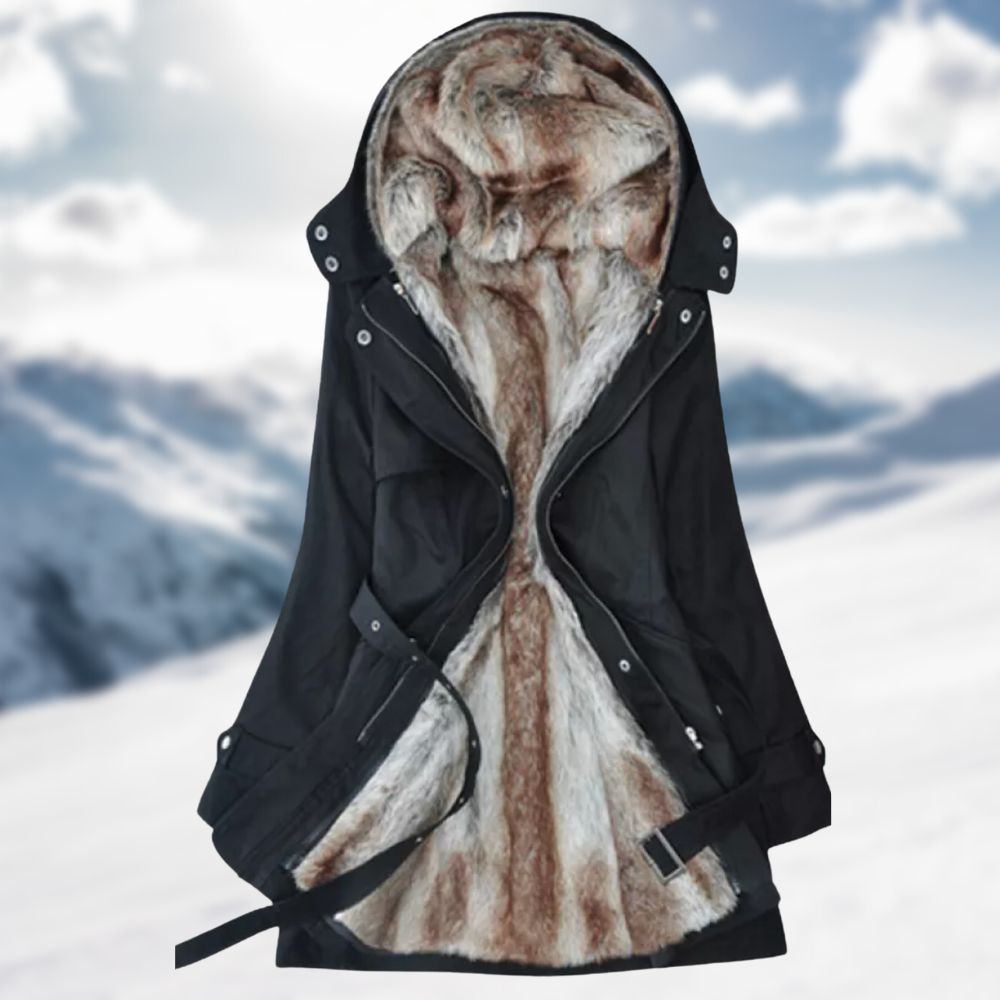 Dames Parka Met Capuchon En Ceintuur