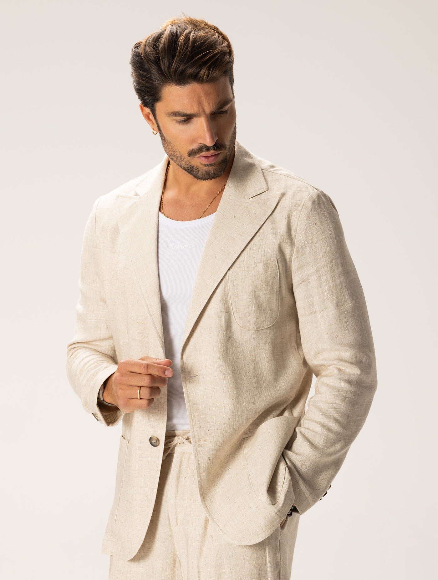 Heren Linnen Blazer Regular Fit