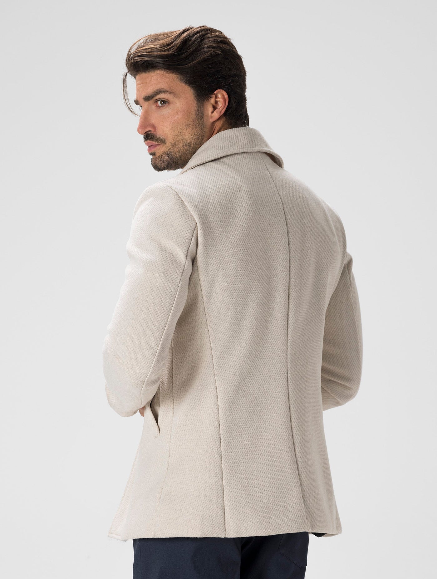 Heren Double-breasted Blazer Crème Elegant