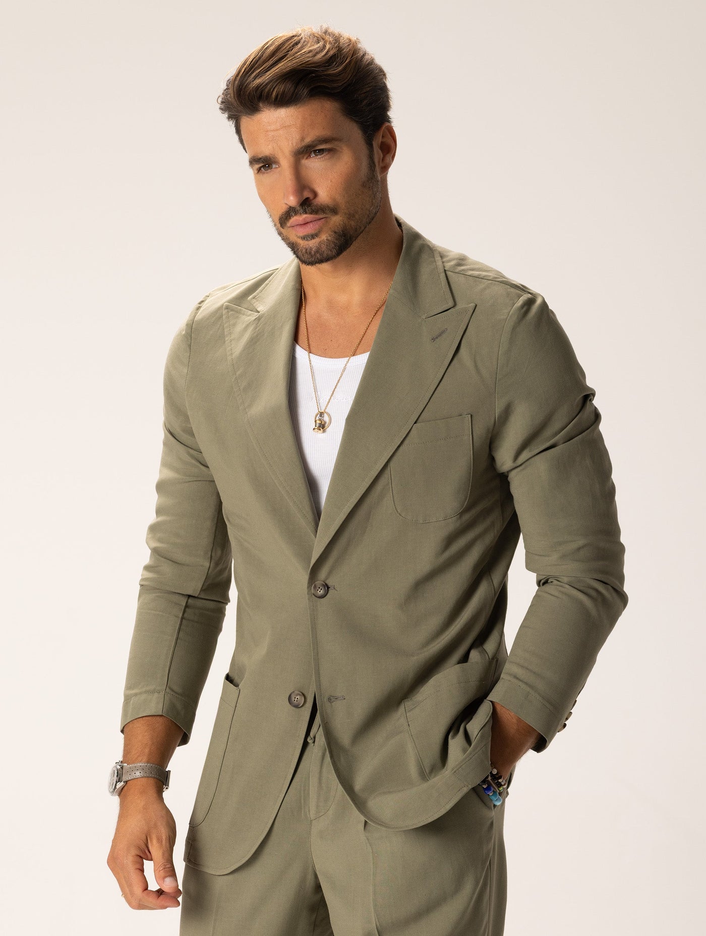 Heren Blazer Met Enkelrijige Sluiting Groen