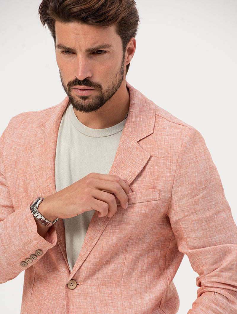 Heren Linnen Blazer Slim Fit