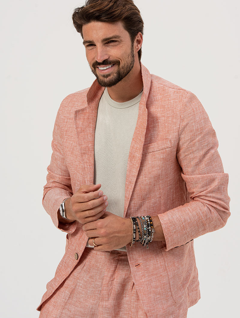 Heren Linnen Blazer Slim Fit