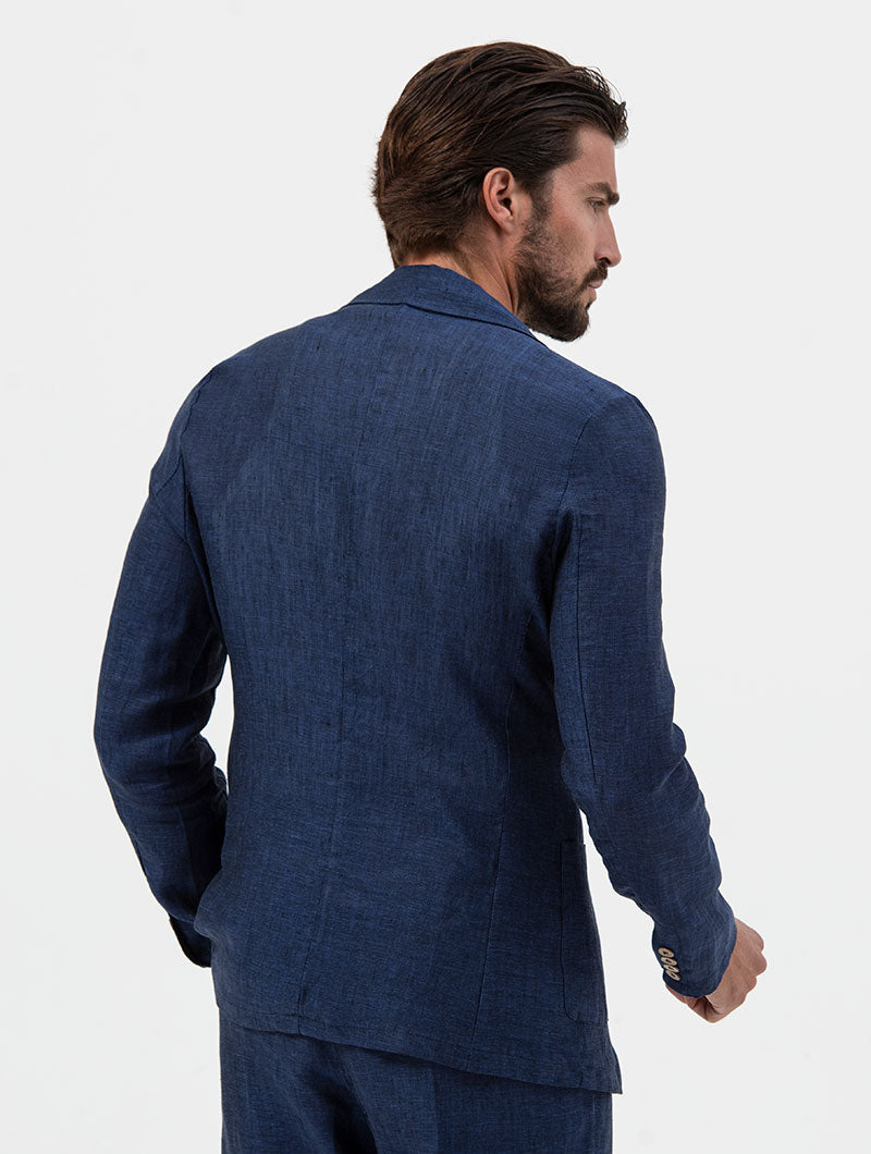 Heren Marineblauwe Blazer Met Normale Pasvorm
