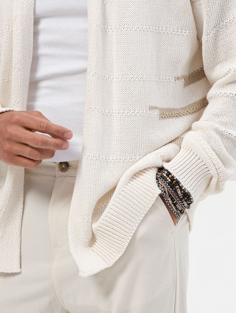 Heren Cardigan Met Rechte Steek En Inlays