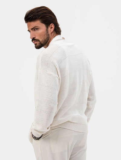 Heren Cardigan Met Rechte Steek En Inlays
