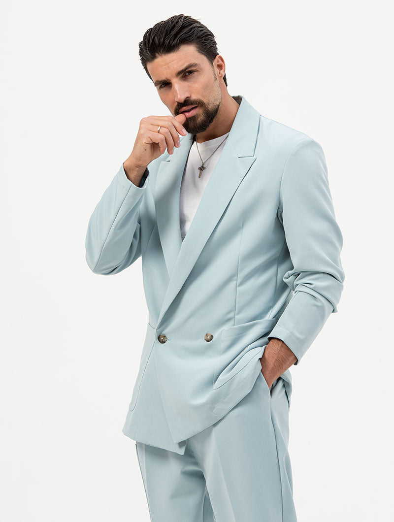 Heren Dubbelbreasted Blazer Losse Pasvorm