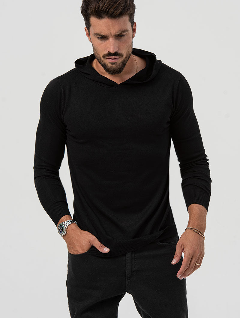 Heren Slim Fit Hoodie Met Geribbelde Details