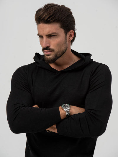 Heren Slim Fit Hoodie Met Geribbelde Details