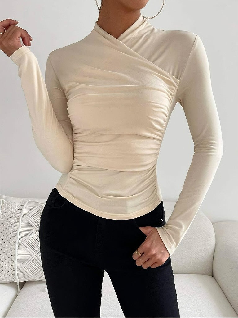 Dames Slim Shirt Met Kruishals