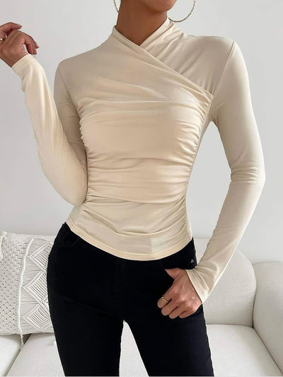 Dames Slim Shirt Met Kruishals