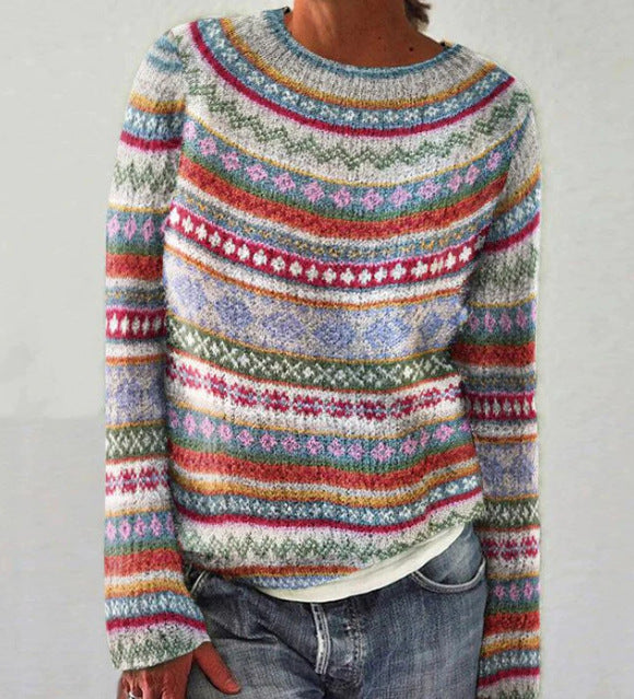 Dames Pullover Met Multicolor Strepen