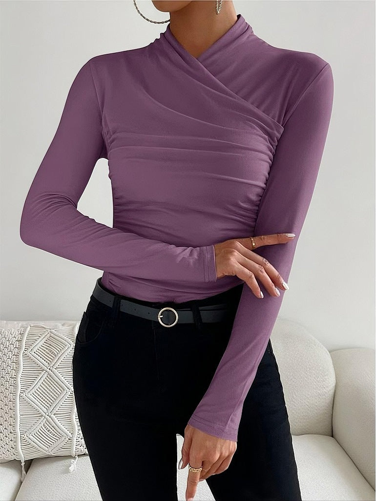 Dames Slim Shirt Met Kruishals
