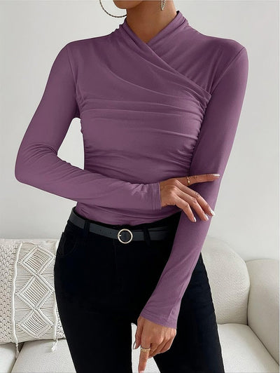 Dames Slim Shirt Met Kruishals